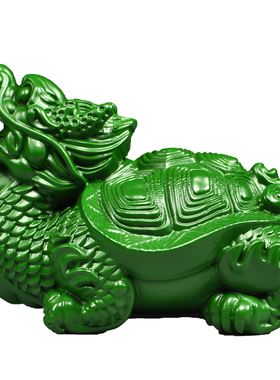 绿色木雕龙龟f摆件木质玄武龟家居店铺摆设装饰红木工艺品开业送