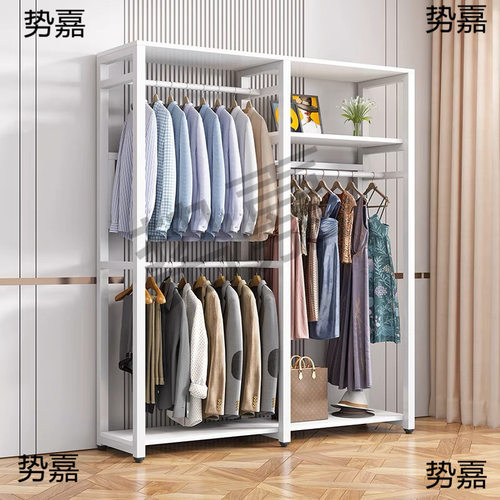 家用卧室落地开放式钢木简易衣柜
