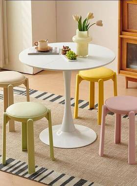 顺丰塑CID料椅子家用加厚子叠放创圆凳现代简约凳一号意皮革凳环