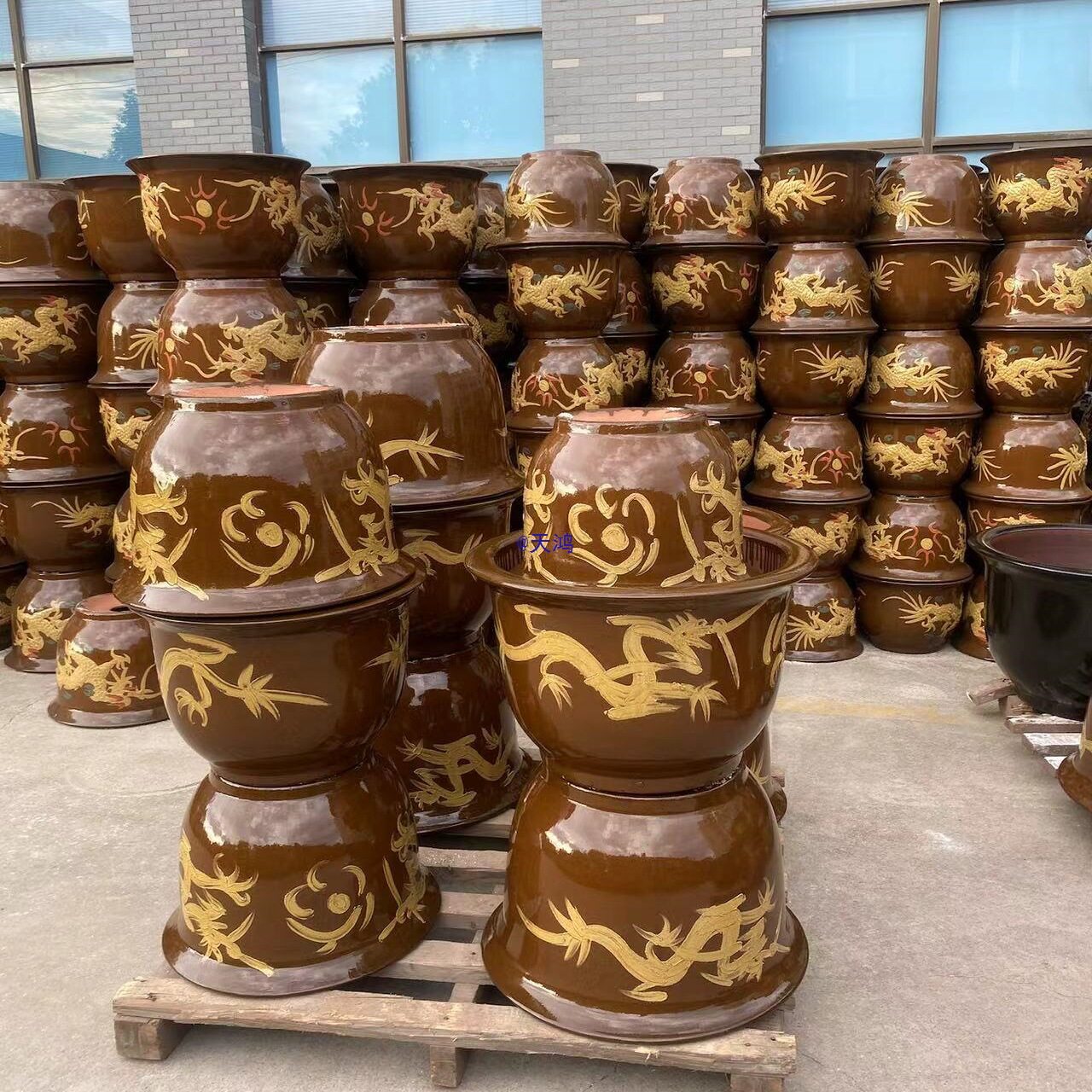 龙缸花盆陶瓷特大号家用土陶庭院种树花盆铁树盆发财树绿植盆
