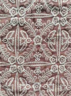 厚棉拜E22119麻拜福鸟绣花小布料马甲童幸装面料