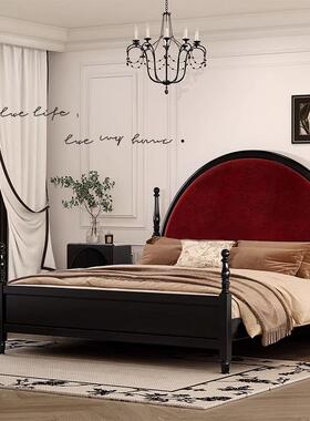 法式古色实木床主卧1.8m双LCU黑人床美式婚软床中复古高箱储物包