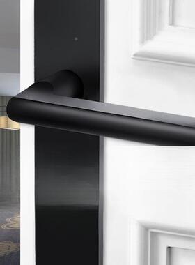 门用旧锁室内卧室房间锁具家通静用型黑色门把手实木音门F76J868J