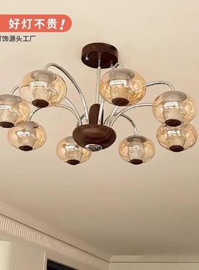 灯式中古客厅吊vi法ntage复古餐厅卧胡桃木色书房室设IOU计师房间