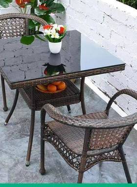 户桌椅庭院阳台外休闲室藤椅三件套露台外腾椅藤编椅子小XMG茶组