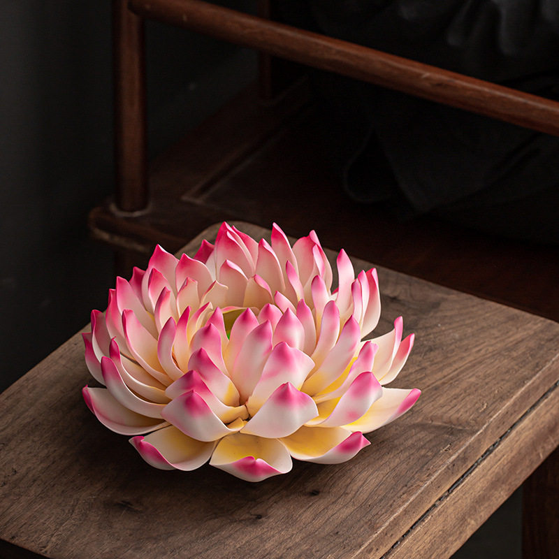 手工陶瓷莲花线香插佛台底座