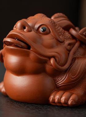 招POB财进宝紫砂金蟾宠茶摆件精桌品可养创性意个茶玩茶茶台茶具