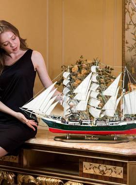 精HQ51811-品瑞克·瑞克莫斯1米木质船模莫型摆件地中海风帆格装