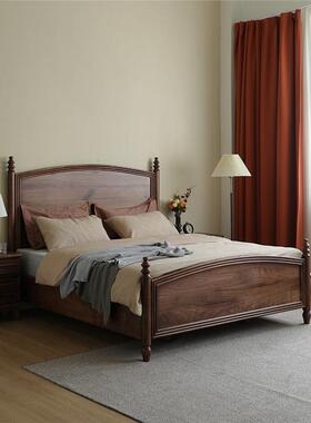 美式实约木床北美黑桃木双人床18米1.5胡现FSF.代简主卧大靠背床