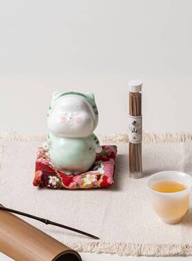 意中香式可爱丑萌陶瓷茶宠插香线香手工家创用玄檀QKO香插关摆件