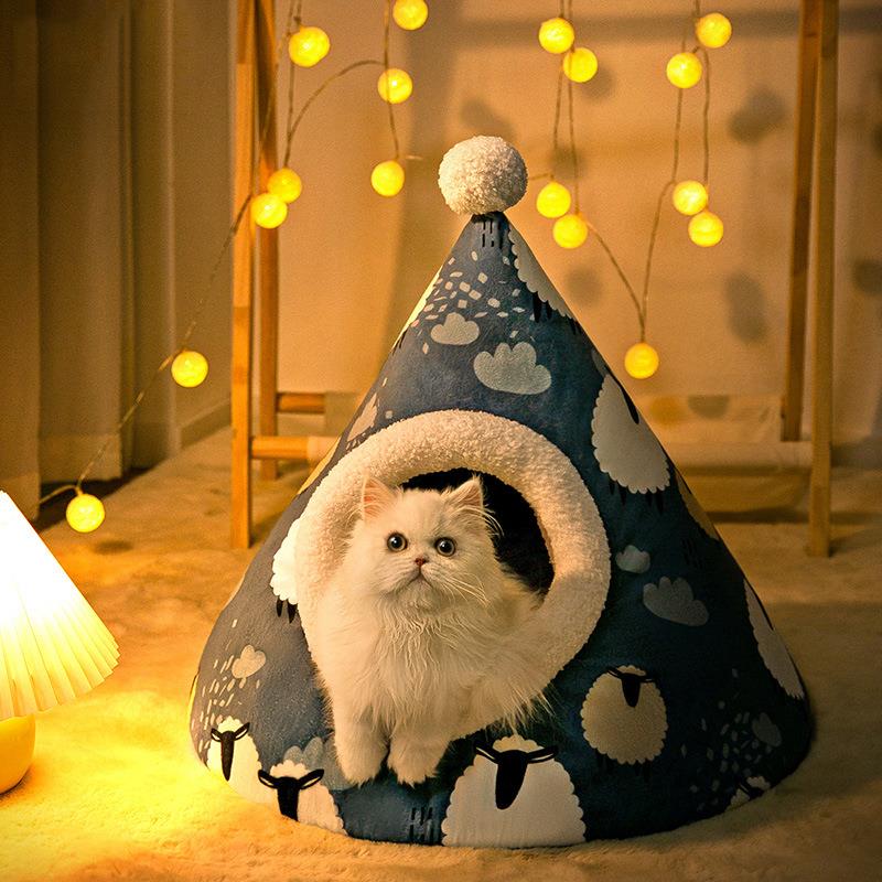 202新款5三角蒙古包房子猫2105BLSL窝咪封猫闭式宠物窝小狗狗秋冬