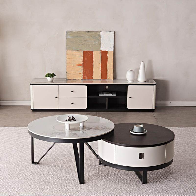 意新式极小低户型高大小圆茶几客厅落地1.SJ-WT6158简米电视柜茶