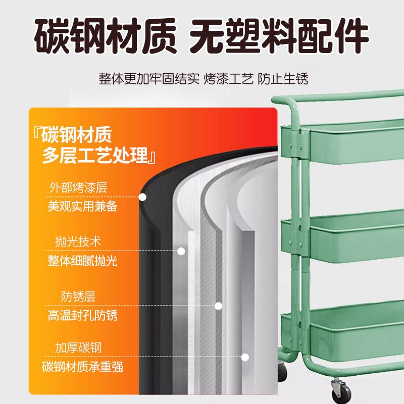 宅所工厂直销置物架小推车厨房放菜多层收纳落地卧室床边收纳架子