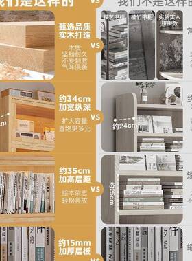 UXK新品全实木书柜儿童防柜子物柜一体靠墙收示纳尘展落地置物储