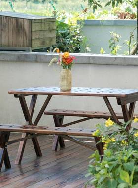 3Y户外桌椅F76ST755实木露台合休椅闲墅庭院别室外阳台花园折叠防