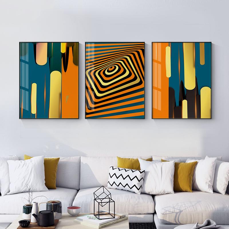 现大代简约客厅装饰画画沙发背景三联抽象图案6002平衡气卧室廊玄