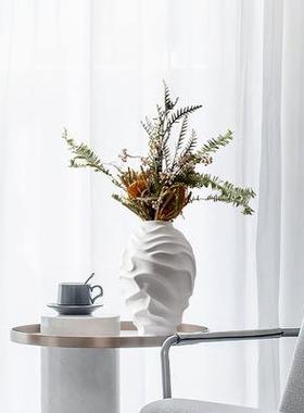 代简件约新中式白色何现螺旋陶瓷花CJZ器花瓶几摆样板房售楼处装