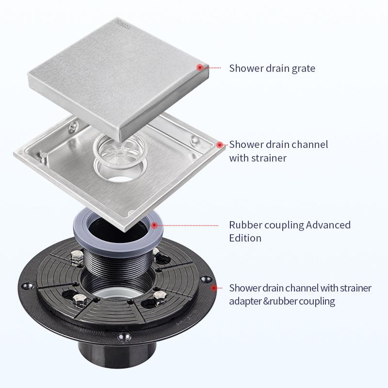 式跨境304不锈钢隐形地漏兰带法6in4i30815X1n美地漏连接器臭防地
