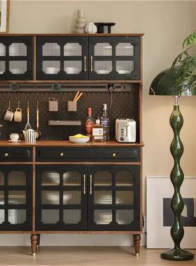 法式复古餐实柜木酒柜一体靠高柜超EGL墙大容量中古边风橱柜客厅