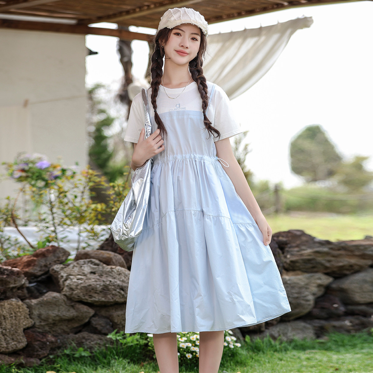 女大童裙子夏季2026新款背带裙夏装洋气时髦童装初中生连衣裙夏