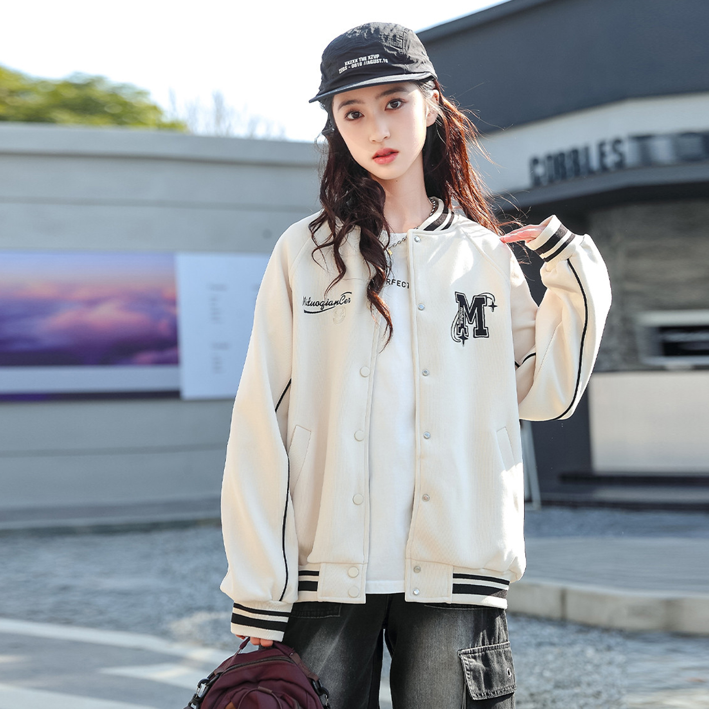 初高中生学院风棒球服春秋裤2025新款外套女大童秋季宽松显瘦衣服