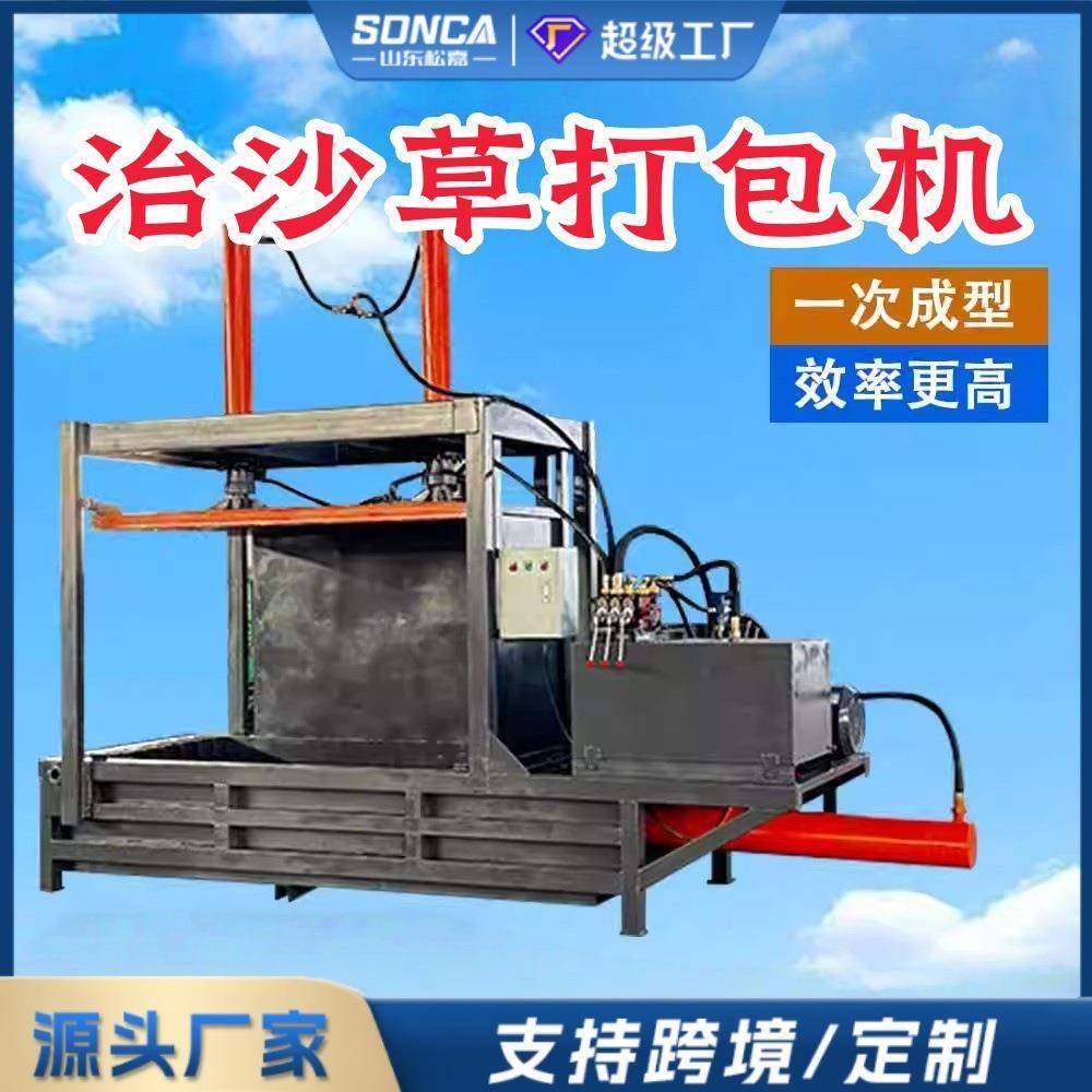 治沙草打包机稻草牧草秸秆压缩机芦苇防风沙护坡方格液压打捆机