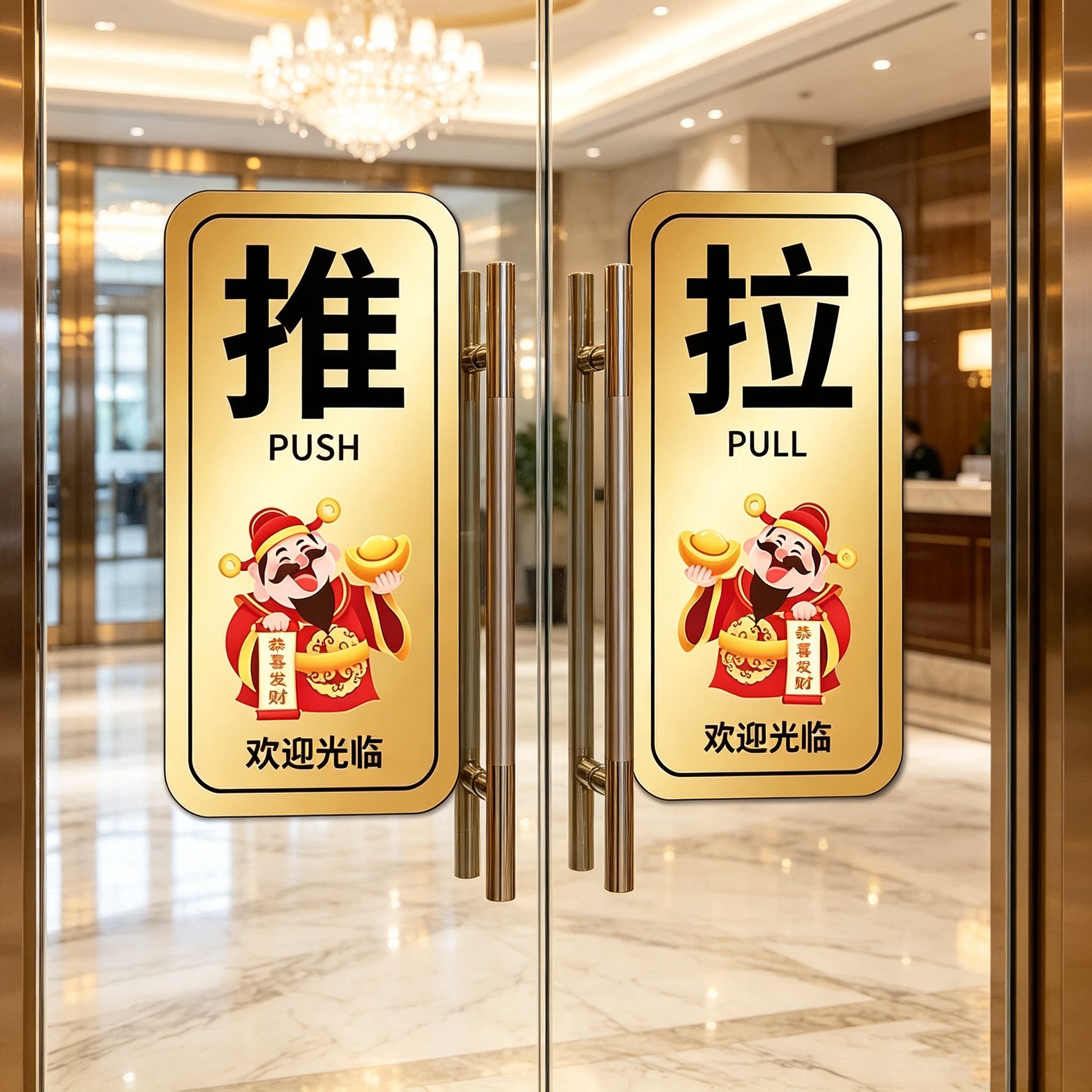 新版店铺推拉门防撞提示牌