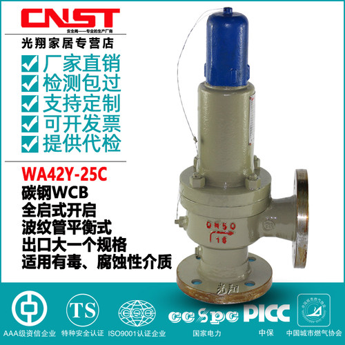 WA42Y-25C铸钢波纹管平衡式安全阀 DN25 32 40 50 65 80 100 200