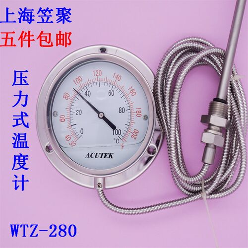 ACUTEK 不锈钢耐震压力式温度计WTZ-280 100 3米 1/2  10*150mm
