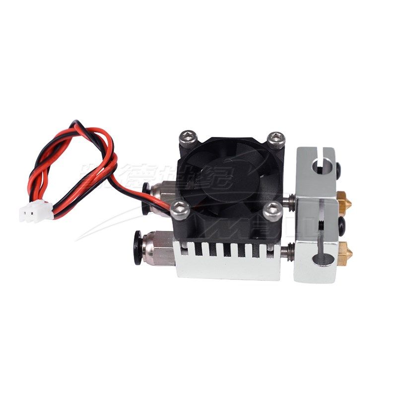 新款3D打印机配件E3DV6 背部螺 带散热风扇双头混色挤出铝块套件