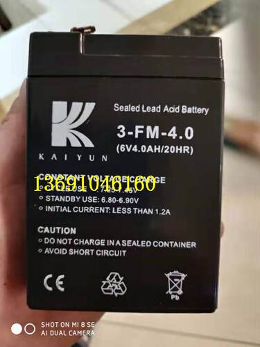 KAIYUN蓄电池 3-FM-4.0 6V4.0AH儿童玩具车 童车 电子称6V4AH电池