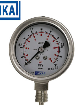 全不锈钢耐震德国WIKA233.50威卡EN837压力表232.50BAR/PSI气液表