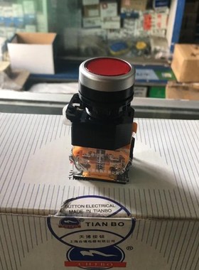 天博LAY39 LAY39C-02平头按钮开关自复位红色二常闭触点孔径22MM