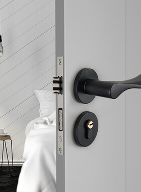 室内门锁家用通用型锁具门把手卧室房门房间门木门静音Z黑色分体