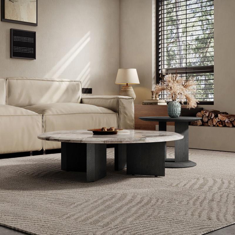 意式极简大理石茶几现代客厅家用小户型设计师款大小茶几圆形组合