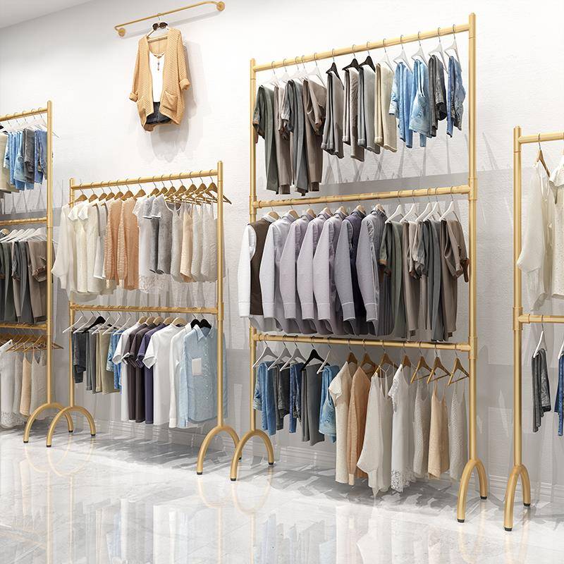 天台华莲双杆式晾衣架落地家用三层阳台卧室内晒衣挂衣架简易可升