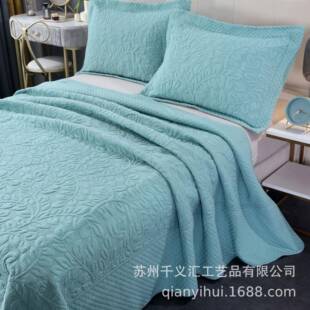 新款床盖纯棉三件套简约纯色四季通用床上用品全棉绗缝被直销