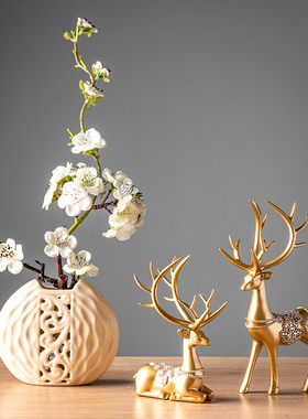 新中式小鹿隔断装饰品创意室内摆设客厅房间卧P室工艺品温馨小摆