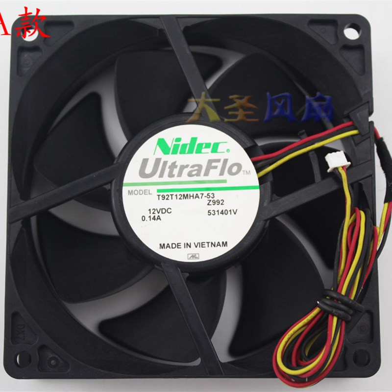 原装Nidec T92T12MHA7-53 Z99/Z992 12V 0.14A散热风扇92*92*25mm
