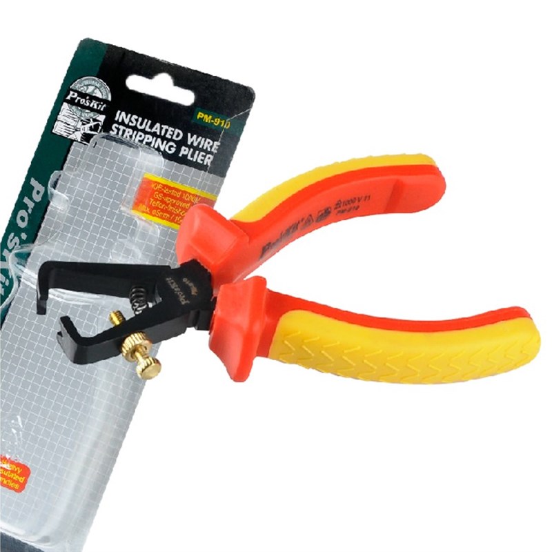 台湾宝工VDE 1000V顶切剥线钳尖咀钳尖嘴钳弯头钳PM-910