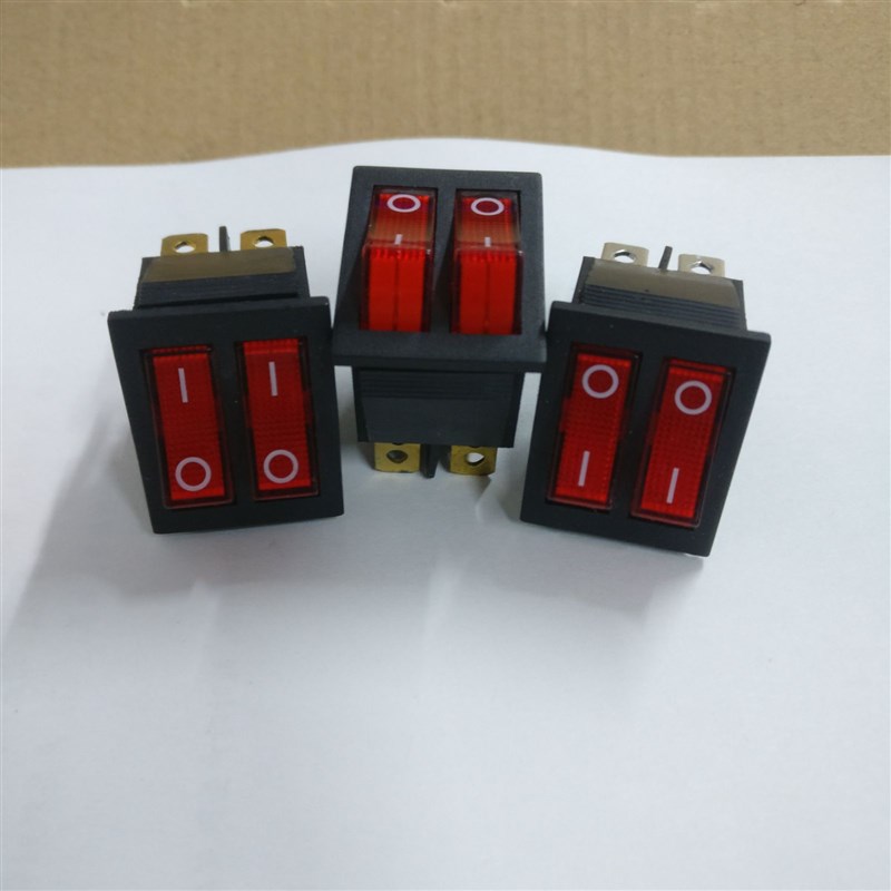 双联六脚带灯型 船型翘板开关 KCD2-2101N KCD8