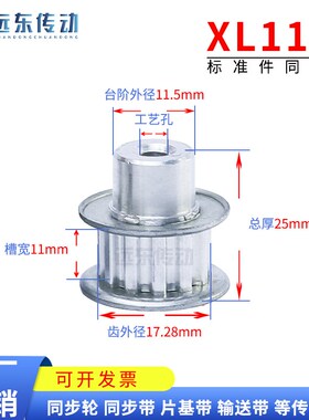 同步轮 同步带轮 XL11齿 标准件 铝合金 齿外径17.28 齿宽11