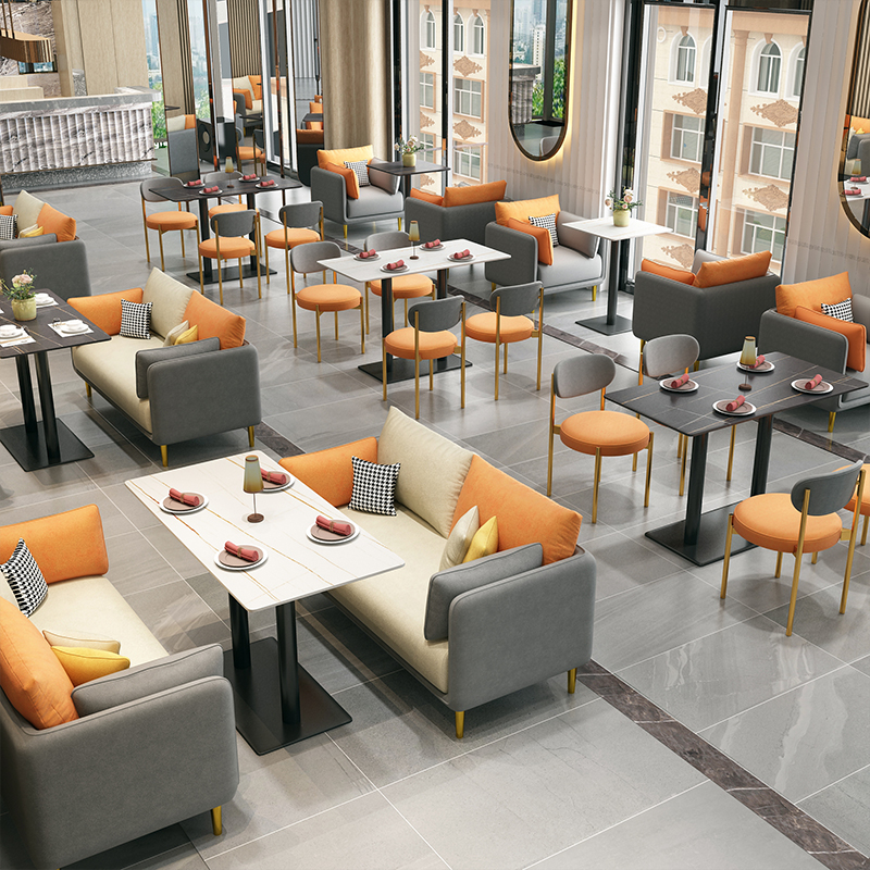 咖啡厅甜品奶茶店西餐厅桌椅组合休闲售楼部洽谈接待沙发卡座商用