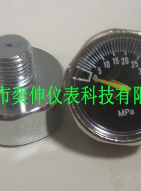 25MM轴向迷你气泵压力表0-30MPA接口M10,气瓶压力表,高压潜水表