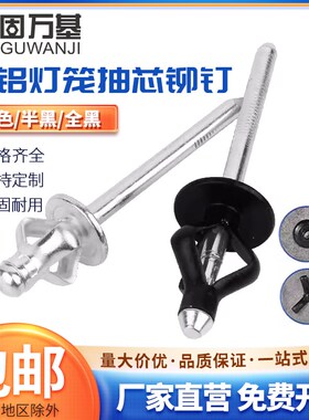 全铝灯笼抽芯铆钉大帽沿拉铆钉三爪卯钉黑色汽车用酒盒用拉钉铆钉