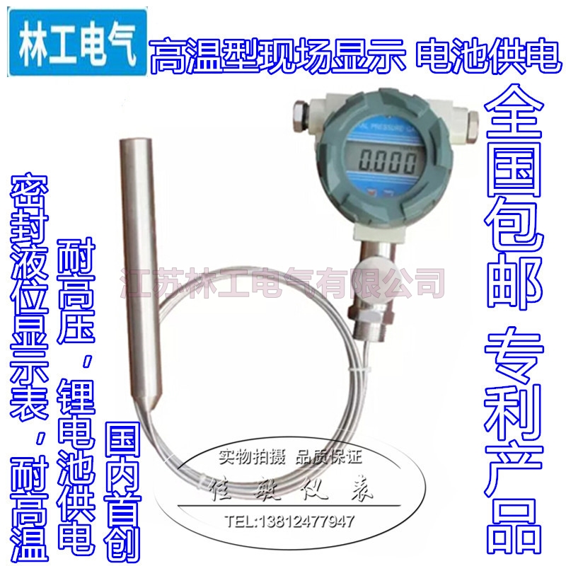 锂电池供电 耐高温 数显液位变送器 耐高压密封液位现场显示表