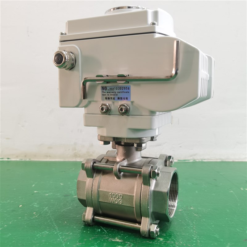 Q911F-16p电动球阀304三片式丝扣内螺纹316l开关调节防爆阀门dn32