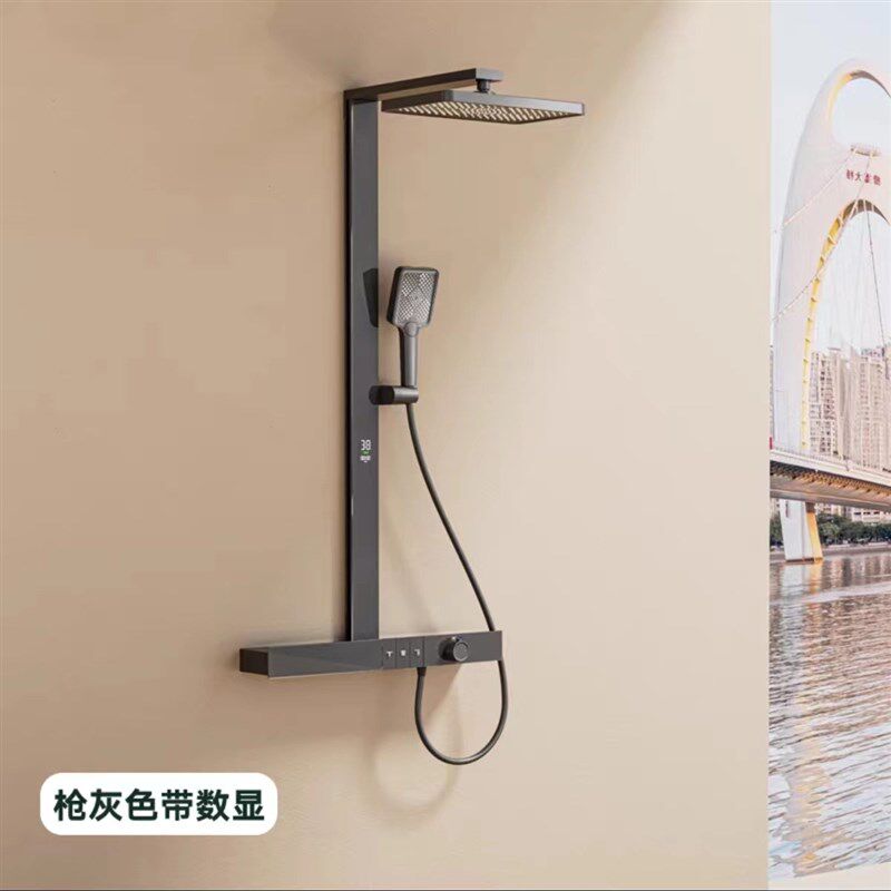 智能淋浴花洒套装恒温加长置物架全铜大顶喷蝶雨家用浴室淋浴器