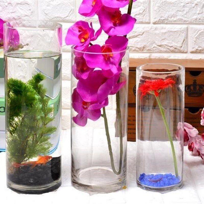 花盆特大水晶小号花瓶玻璃u透明加厚长筒绿植富贵竹家居圆柱体餐
