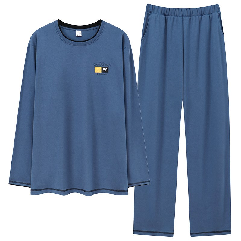 【加工定制】春秋季纯棉长袖睡衣套装男士质感休闲家居服外穿秋冬